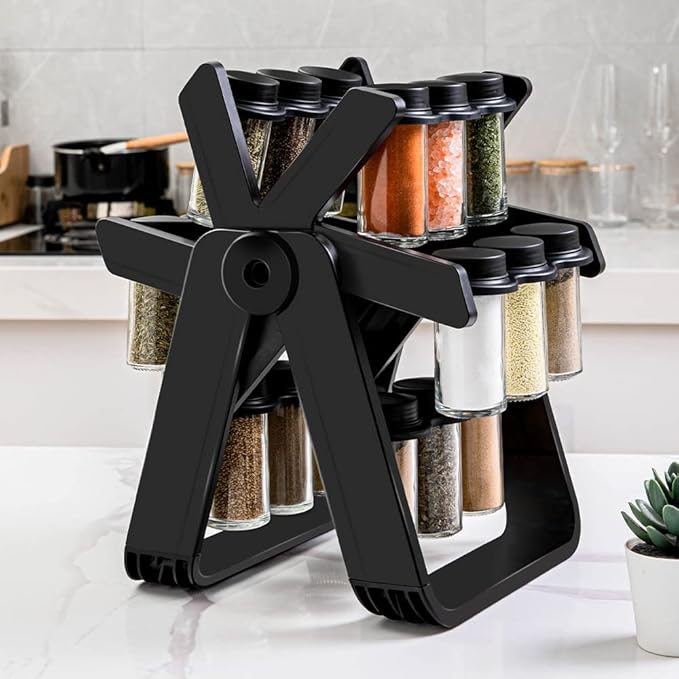 ɢʟᴏᴡᴀʀᴀ™ 18 Jar Rotating Spice Jar – طقم بهارات دوار 18 برطمان