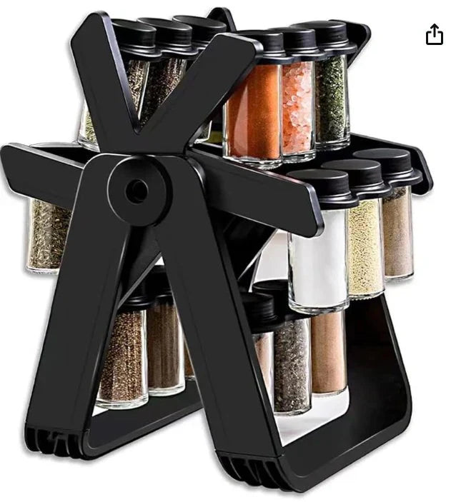 ɢʟᴏᴡᴀʀᴀ™ 18 Jar Rotating Spice Jar – طقم بهارات دوار 18 برطمان